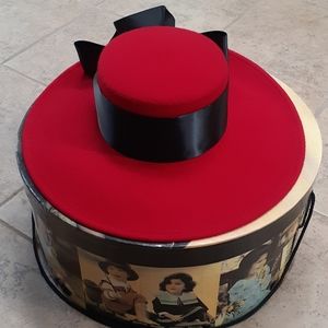 *SOLD*Vintage Hat Red with Satin Black Bow